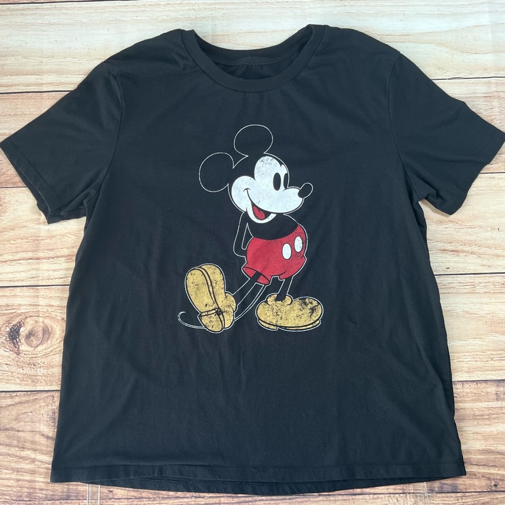 Disney Mickey Mouse Womens T-Shirt Size L Black Large Color